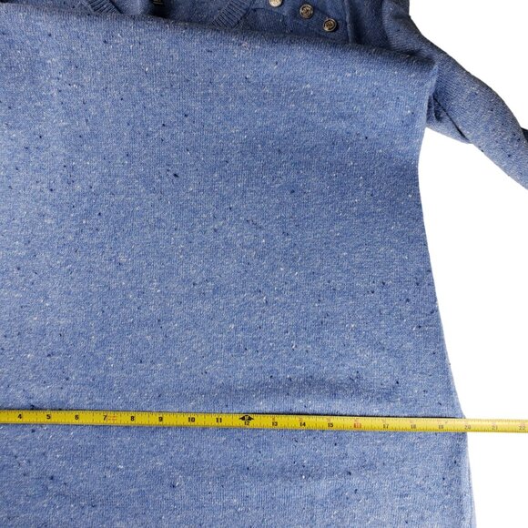 Talbots S Blue Speckled Kitty Tweed Shift Sweater Dress Button Accent, Like New - Picture 10 of 13